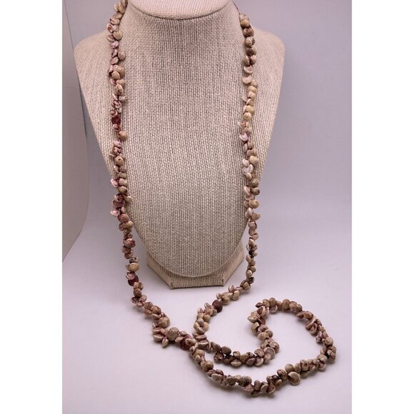Natural Shell Long Beaded Necklace Sea Snail Beach Island Tiki Mermaid Costume - Picture 8 of 8